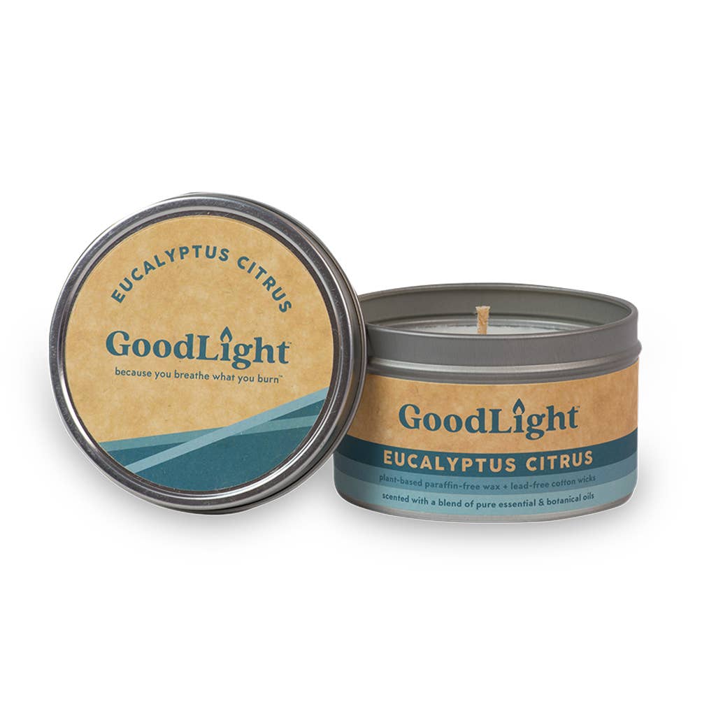 GoodLight Paraffin-Free Scented Travel Tin Candles Eucalyptus Citrus 